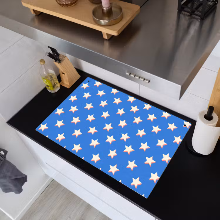 Sterren - Patroon - Blauw Inductie beschemer met haakjes klein 777 -sfeer1