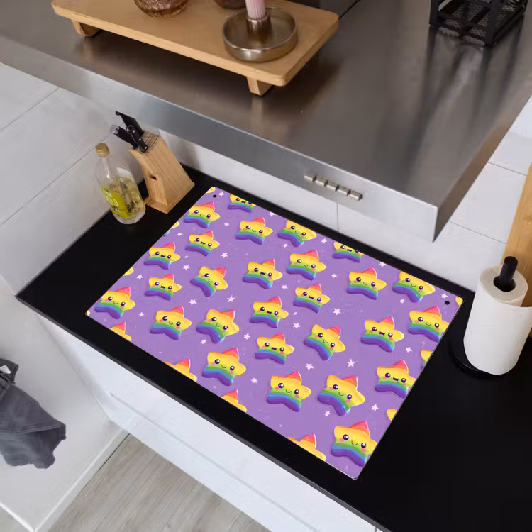 Sterren - Regenboog - Paars Inductie beschemer met haakjes klein 777 -sfeer1