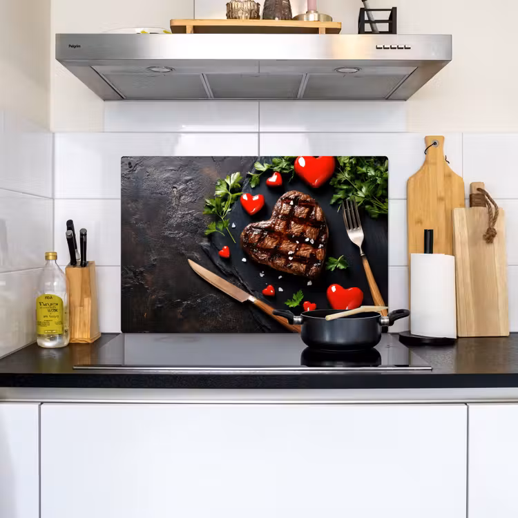 Steak - Hart - Bestek Inductie beschemer met haakjes klein -sfeer2