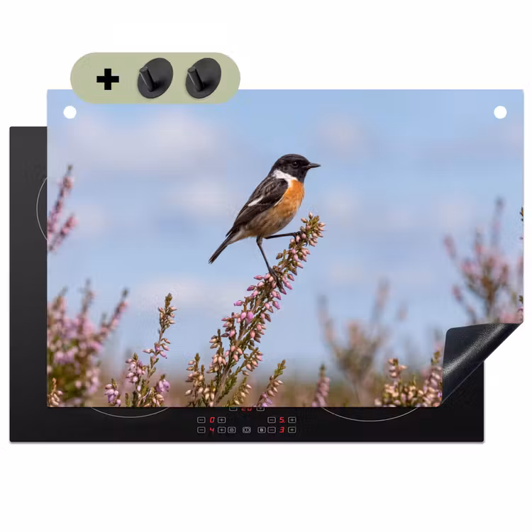 Roodborsttapuit - Heide - Paars - Natuur - Sfeervol Inductie beschemer met haakjes klein -3d