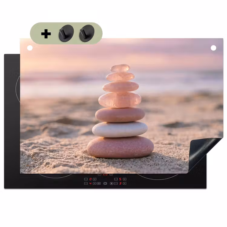 Stenen - Zand - Roze Inductie beschemer met haakjes klein -3d