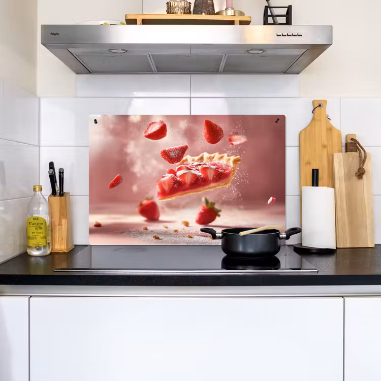 Aardbei - Taart- Eten - Roze Inductie beschemer met haakjes klein -sfeer2