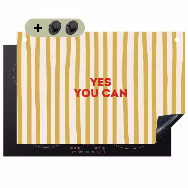 Strepen - Abstract - Yes you can - Rood Inductie beschemer met haakjes klein -3d