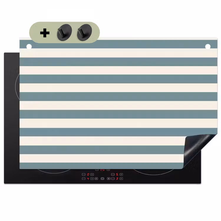 Strepen - Modern - Blauw Inductie beschemer met haakjes klein 777 -3d