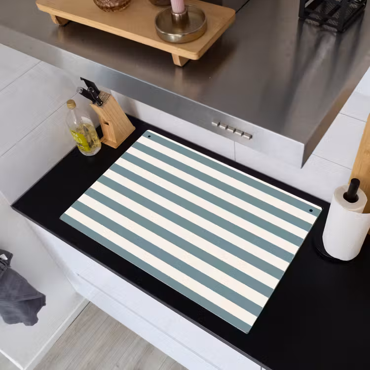 Strepen - Modern - Blauw Inductie beschemer met haakjes klein 777 -sfeer1