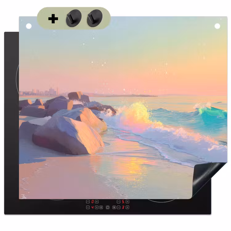 Zomerlicht - Strand - Fonkelende accenten Inductie beschemer met haakjes middel -3d