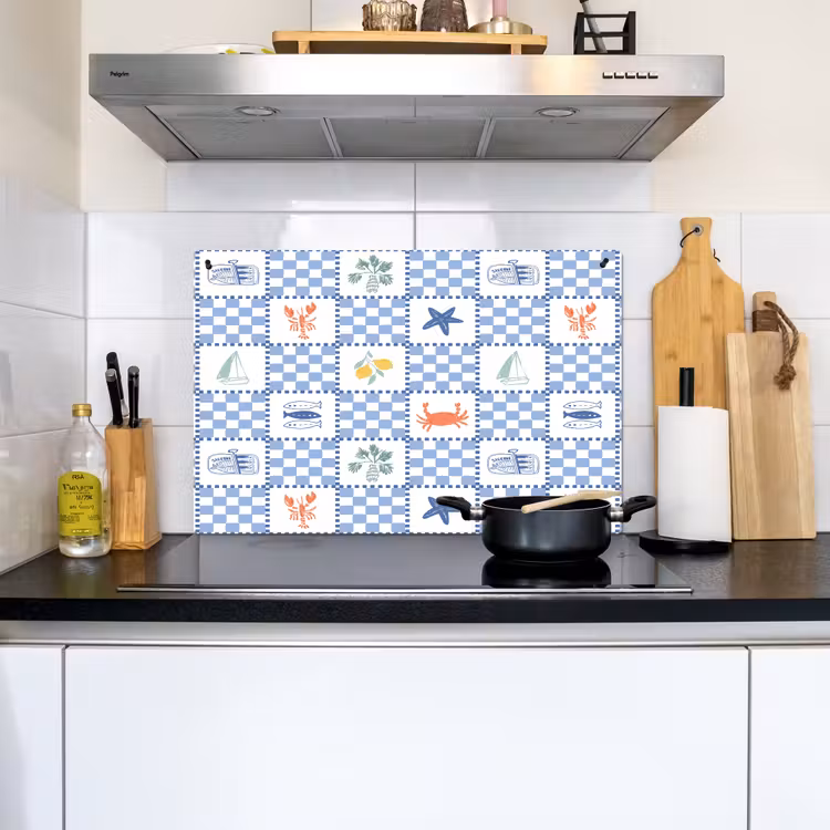 Zee - Sfeer- Mozaïek - Blauw Inductie beschemer met haakjes klein 777 -sfeer2