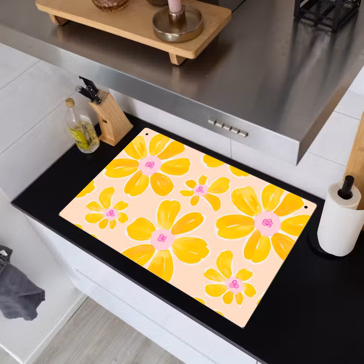 Zomers - Bloemen - Geel Inductie beschemer met haakjes klein 777 -sfeer1