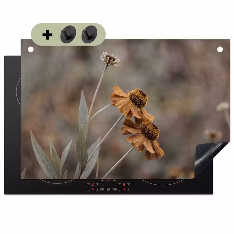Zonnehoed - Droogbloemen - Geel - Warm Inductie beschemer met haakjes klein -3d