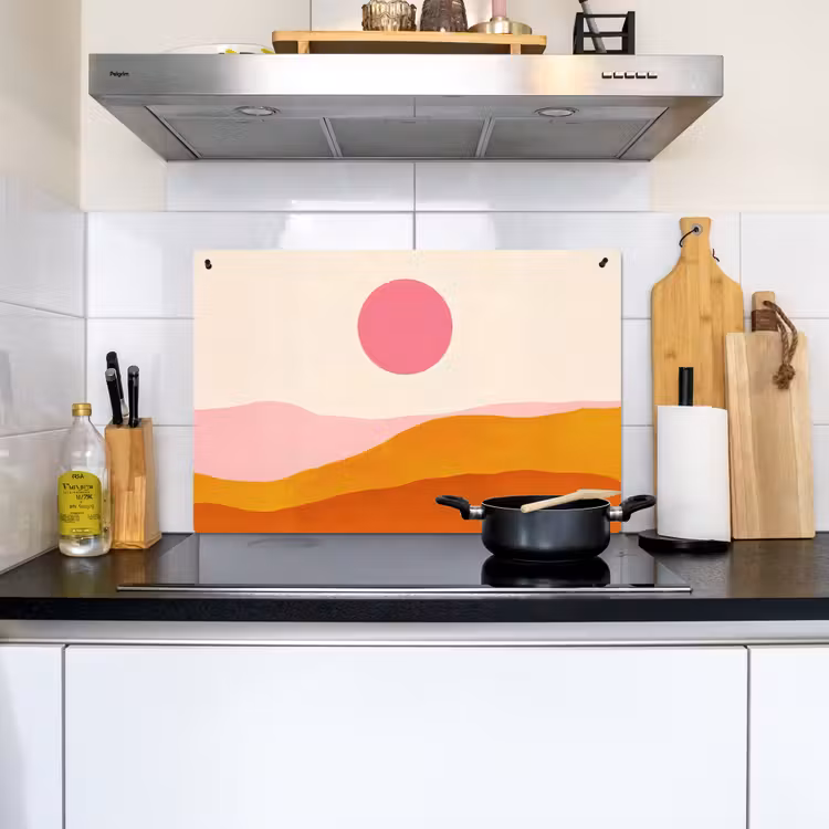 Zon - Heuvels - Abstract - Roze Inductie beschemer met haakjes klein -sfeer2