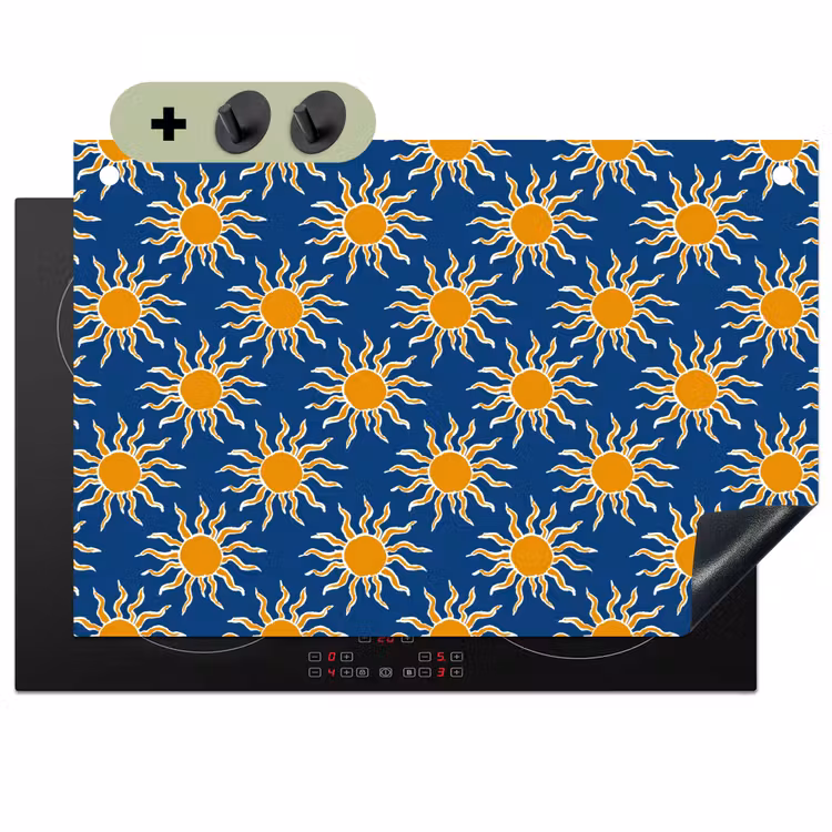 Zon - Patroon - Blauw Inductie beschemer met haakjes klein 777 -3d