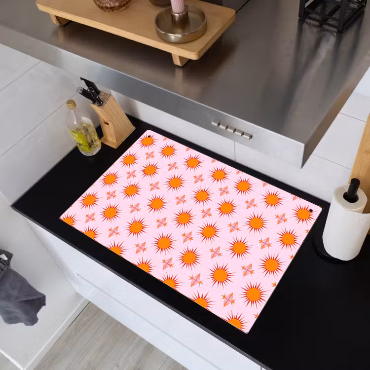 Zon - Patroon - Roze Inductie beschemer met haakjes klein 777 -sfeer1