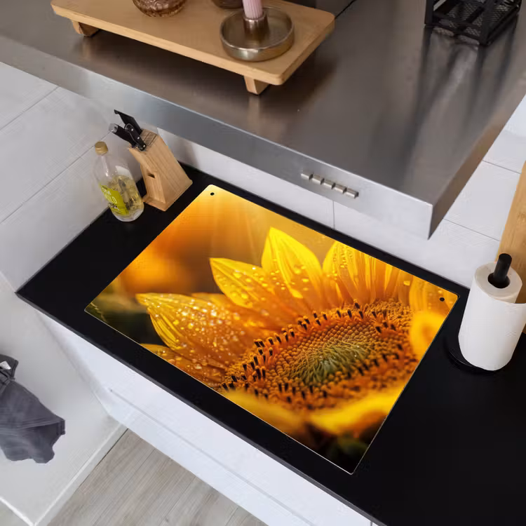 Zonnebloem - Dauwdruppels - Geel - Zonlicht Inductie beschemer met haakjes klein -sfeer1