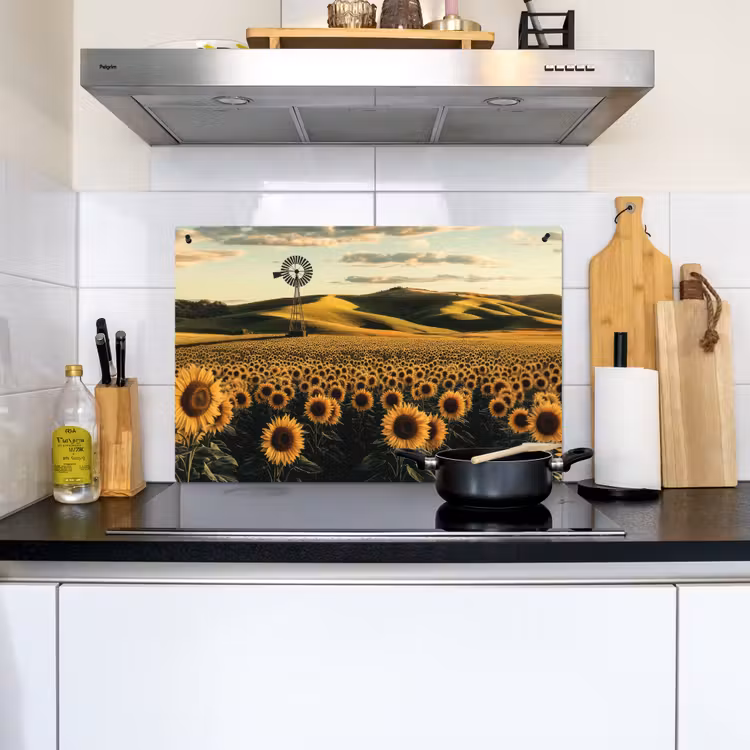 Zonnebloem - Veld - Windmolen Inductie beschemer met haakjes klein -sfeer2