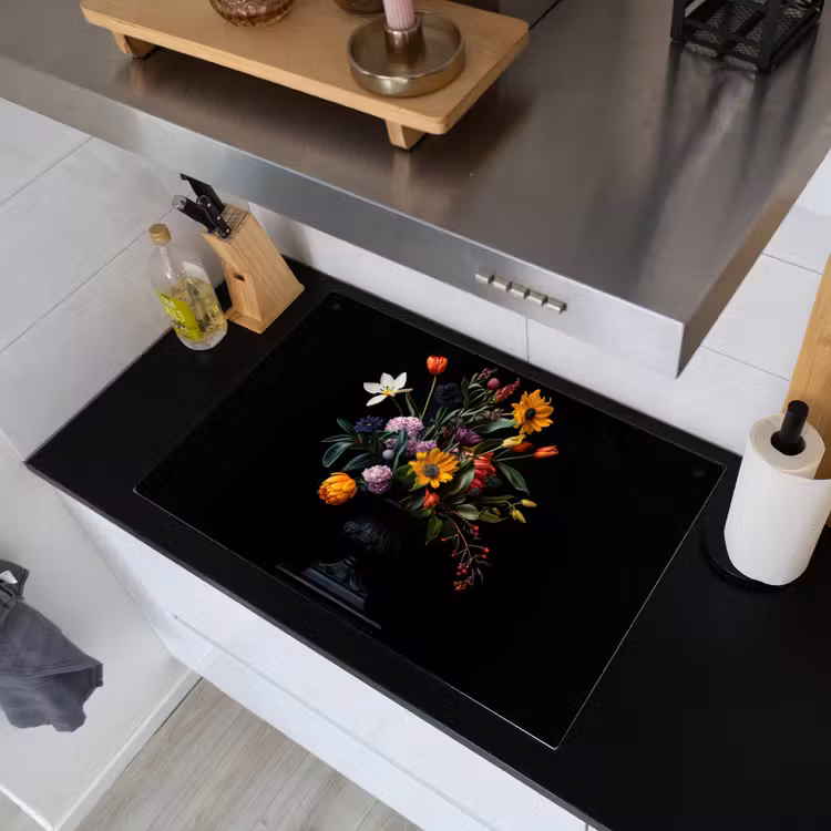 Zonnebloemen - Boeket - Kleurrijk Inductie beschemer met haakjes klein -sfeer1