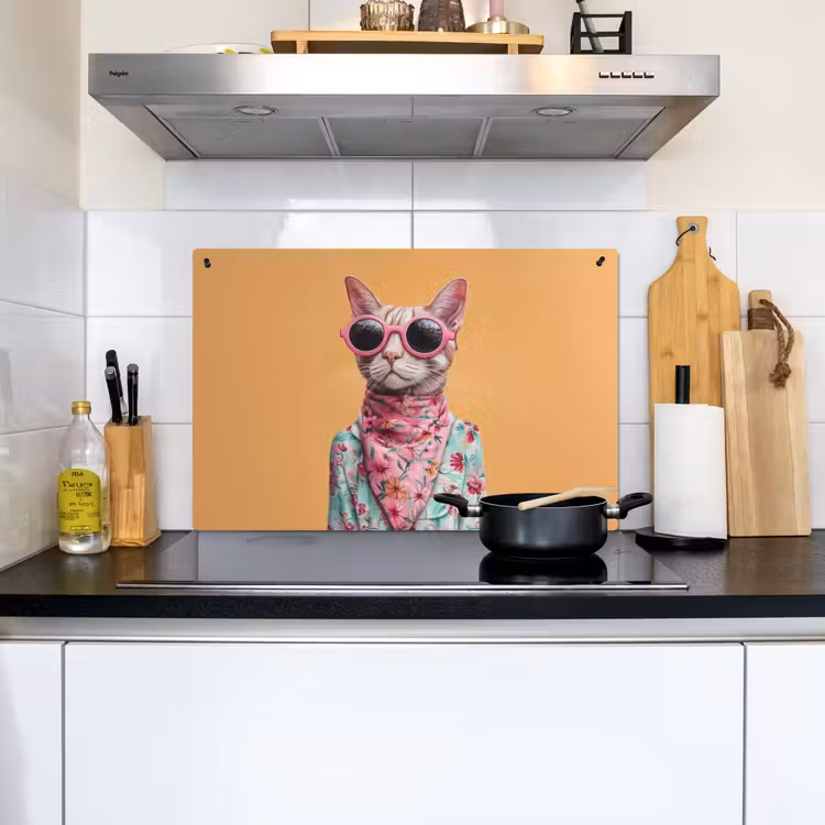 Zonnebril - Kat - Sjaal - Bloemen Inductie beschemer met haakjes klein -sfeer2