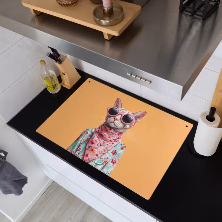 Zonnebril - Kat - Sjaal - Bloemen Inductie beschemer met haakjes klein -sfeer1