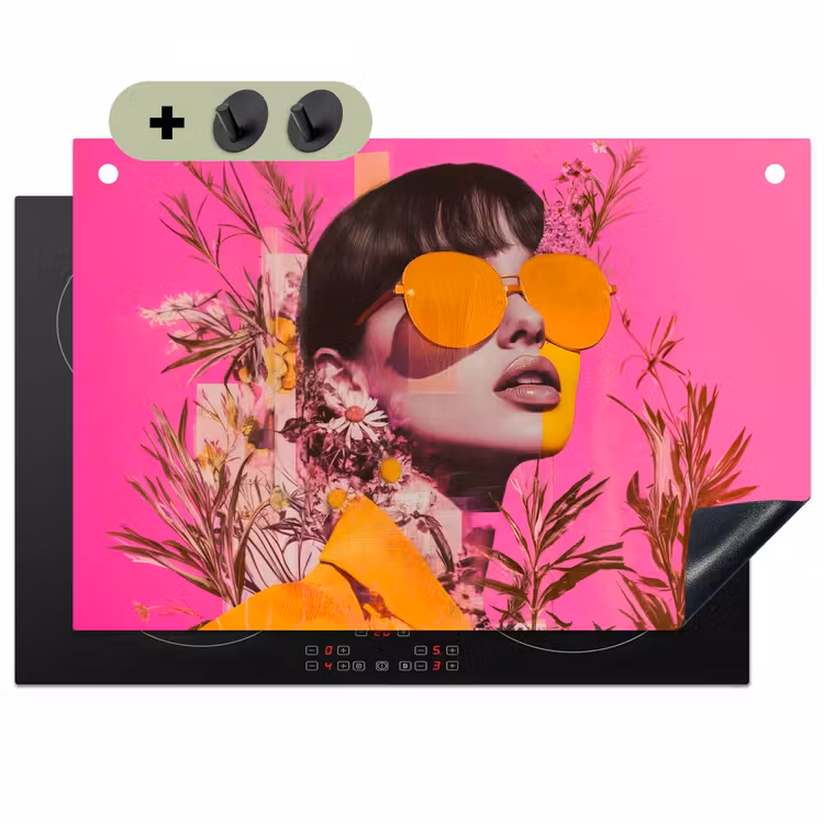 Zonnebril - Oranje - Vrouw - Planten Inductie beschemer met haakjes klein -3d