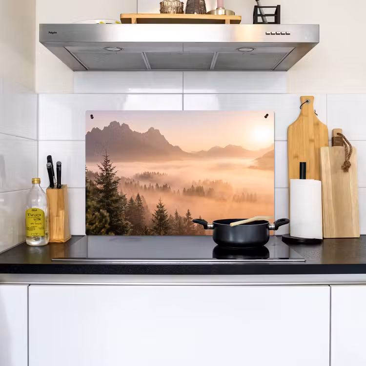 Zonlicht - Mist - Bergen - Bomen Inductie beschemer met haakjes klein -sfeer2