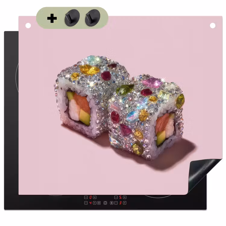 Sushi - Rolletjes - Steentjes - Kleurrijk Inductie beschemer met haakjes middel -3d