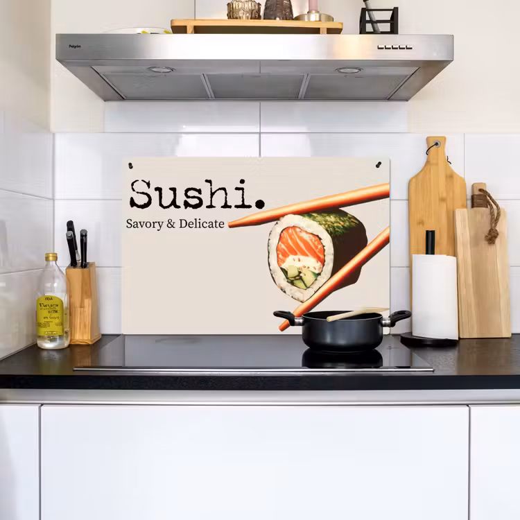 Sushi - Zalm - Rijst - Japans Inductie beschemer met haakjes klein -sfeer2