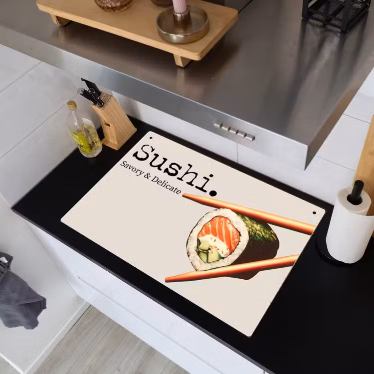 Sushi - Zalm - Rijst - Japans Inductie beschemer met haakjes klein -sfeer1