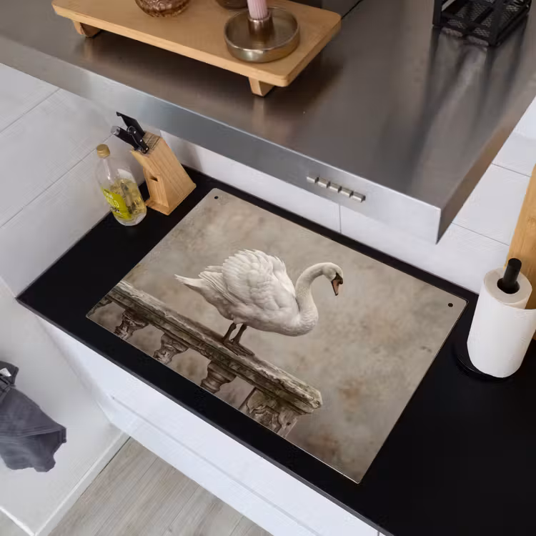 Zwaan - Elegant - Dieren - Wit Inductie beschemer met haakjes klein -sfeer1