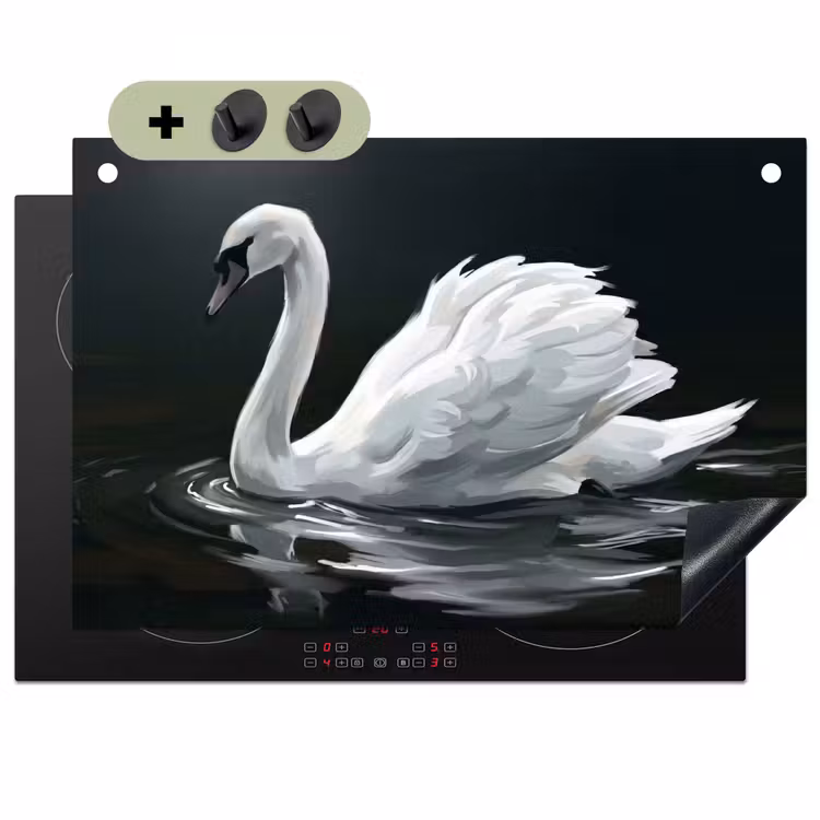 Zwaan - Water - Natuur - Realistisch - Wit Inductie beschemer met haakjes klein -3d