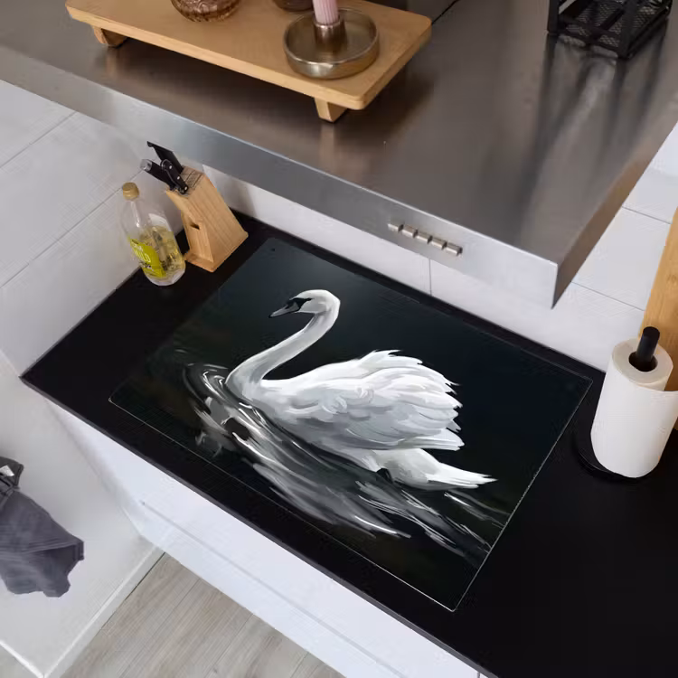 Zwaan - Water - Natuur - Realistisch - Wit Inductie beschemer met haakjes klein -sfeer1