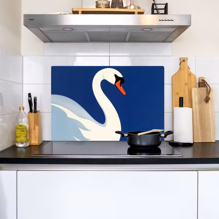 Zwaan - Wit - Snavel - Illustratie Inductie beschemer met haakjes klein -sfeer2