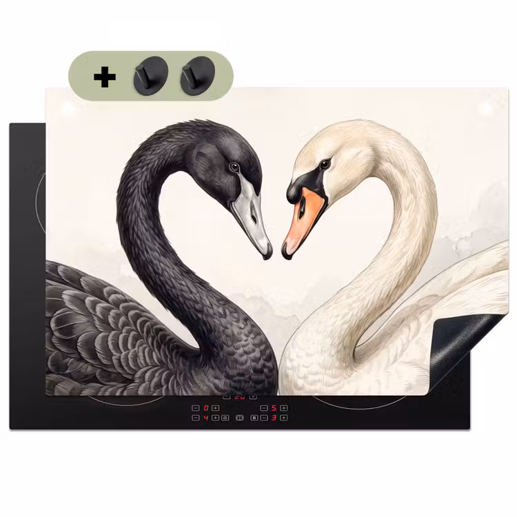 Zwanen - Hartvorm - Dieren Inductie beschemer met haakjes klein -3d