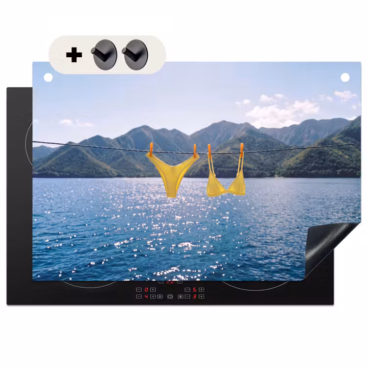 Badmode - Bikini - Zee - Bergen - Geel Inductie beschemer met haakjes klein -3d