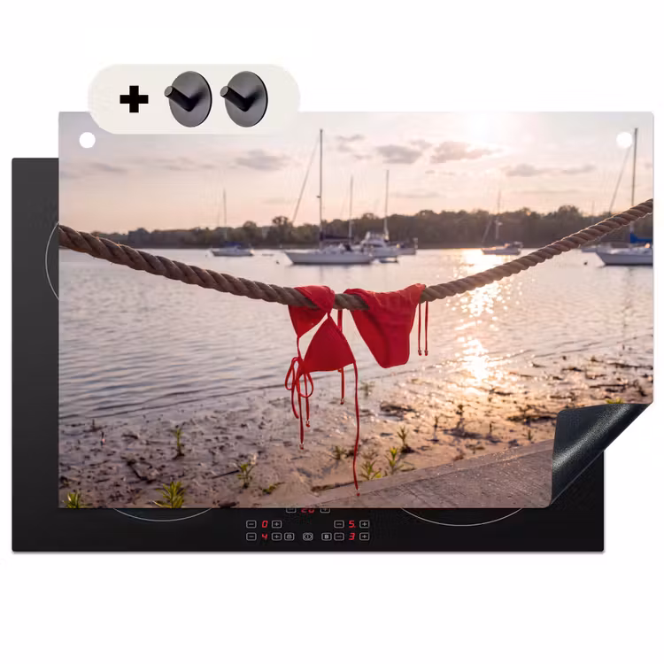 Badkleding - Rood - Zomer - Water - Zonsondergang Inductie beschemer met haakjes klein -3d