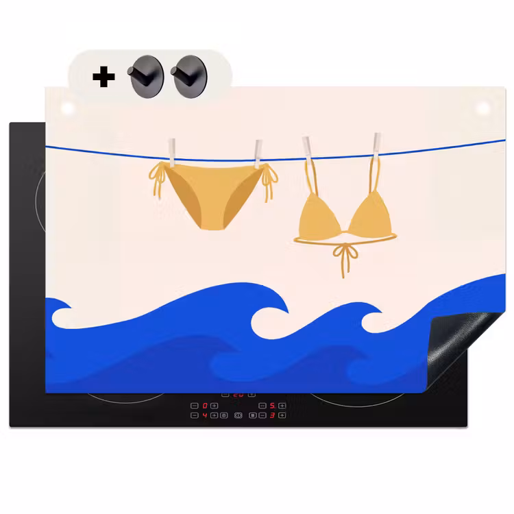 Zwemkleding - Zee - Zomer - Illustratie - Geel Inductie beschemer met haakjes klein -3d