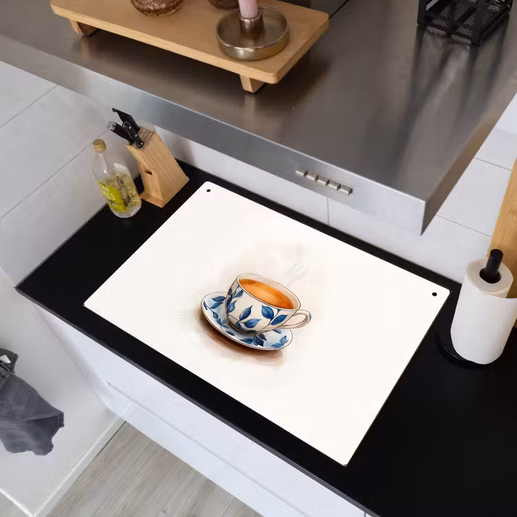 Theekop - Bladeren - Blauw Inductie beschemer met haakjes klein -sfeer1