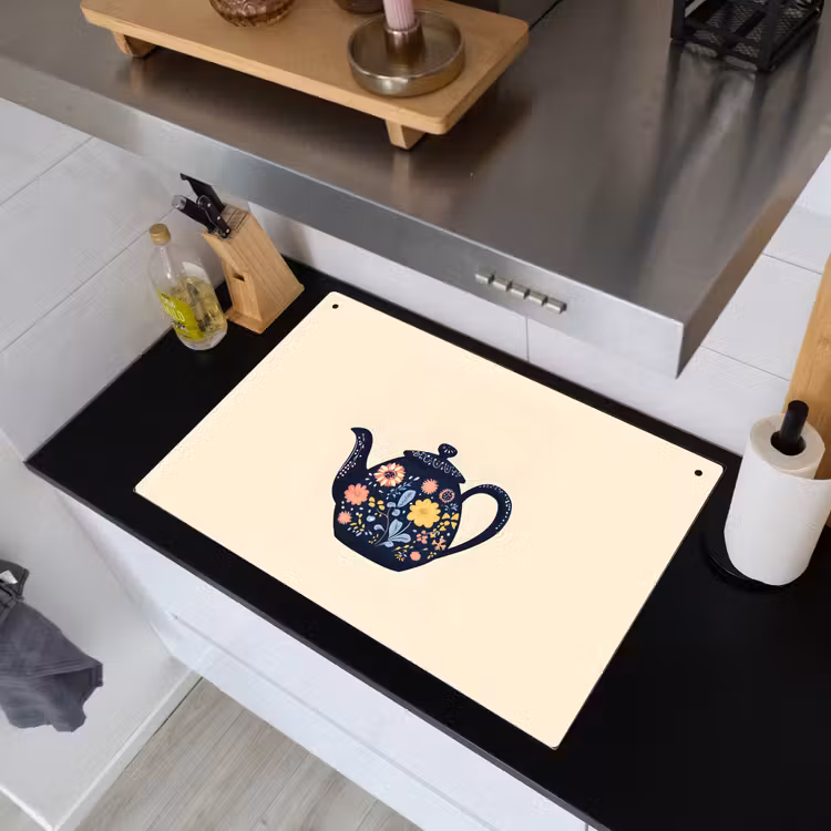 Theepot - Kleurrijk - Bloemen Inductie beschemer met haakjes klein -sfeer1
