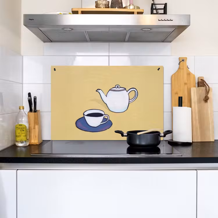 Theepot - Kopje - Beige - Illustratie Inductie beschemer met haakjes klein -sfeer2