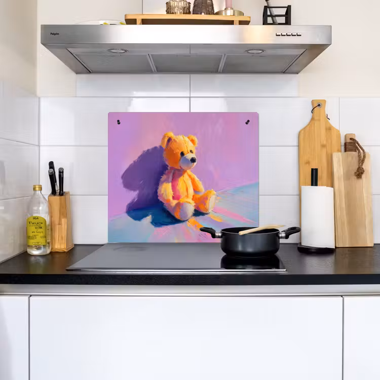 Teddybeer - Schaduw - Penseelstreken - Paars Inductie beschemer met haakjes middel -sfeer2