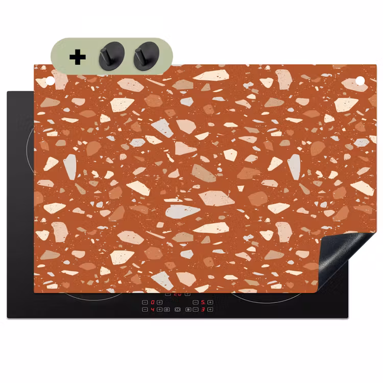 Terrazzo - Patroon - Klei Inductie beschemer met haakjes klein 777 -3d