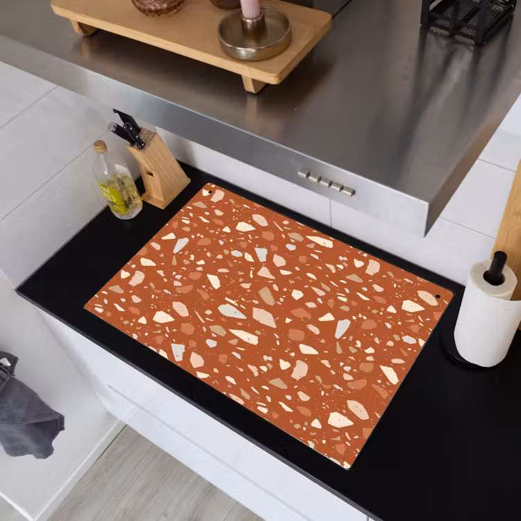 Terrazzo - Patroon - Klei Inductie beschemer met haakjes klein 777 -sfeer1