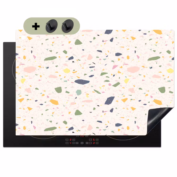 Terrazzo - Patroon - Kleurrijk - Festival Inductie beschemer met haakjes klein 777 -3d
