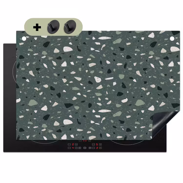 Terrazzo - Patroon - Kleurrijk - Groen Inductie beschemer met haakjes klein 777 -3d