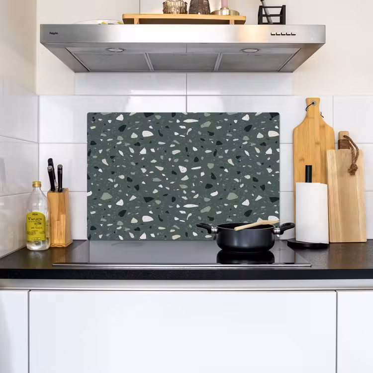 Terrazzo - Patroon - Kleurrijk - Groen Inductie beschemer met haakjes klein 777 -sfeer2