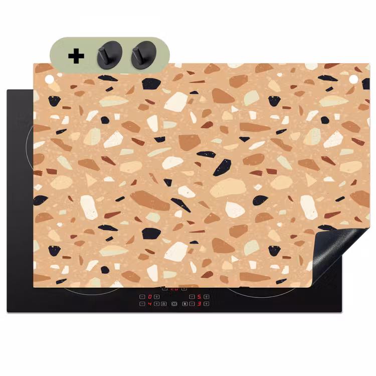Terrazzo - Patroon - Kleurrijk - Oranje Inductie beschemer met haakjes klein 777 -3d
