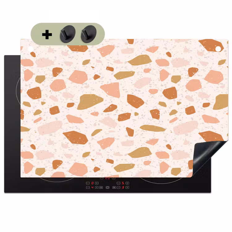 Terrazzo - Patroon - Kleurrijk - Zalm Inductie beschemer met haakjes klein 777 -3d