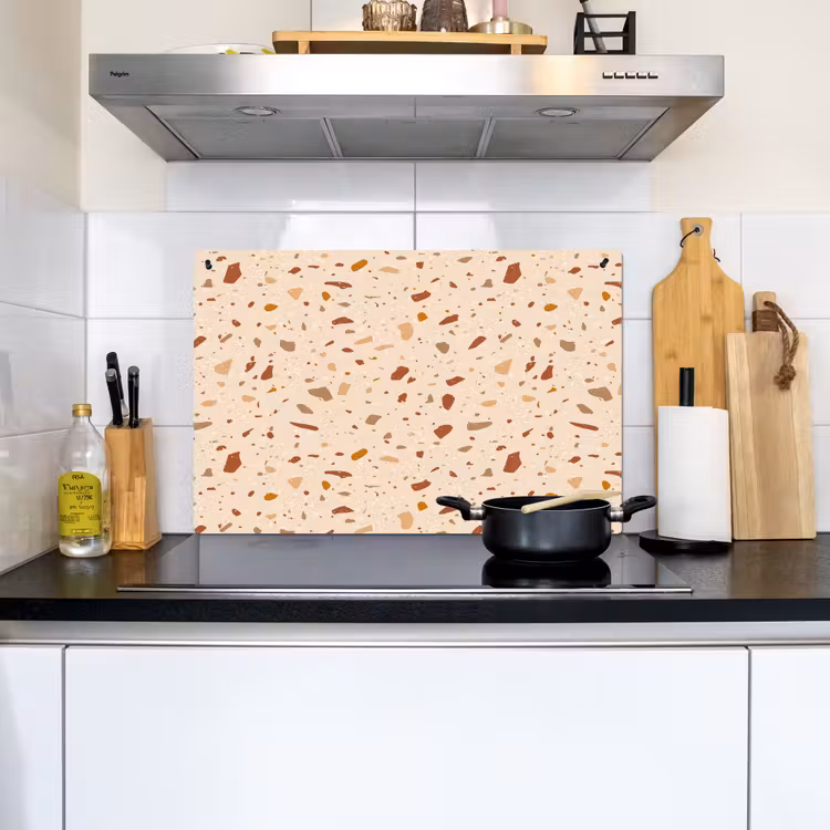 Terrazzo -  Patroon - Kleurrijk - Steen Inductie beschemer met haakjes klein 777 -sfeer2