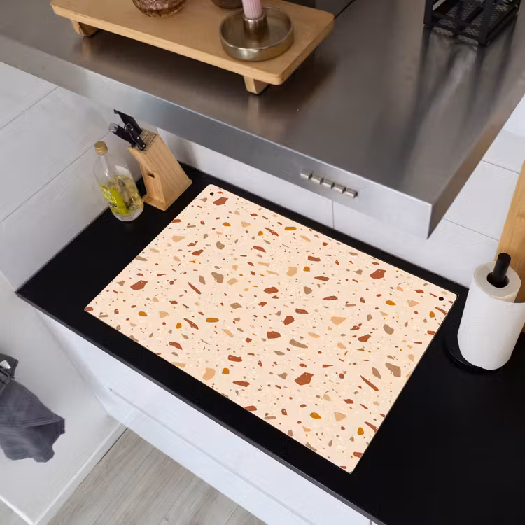 Terrazzo -  Patroon - Kleurrijk - Steen Inductie beschemer met haakjes klein 777 -sfeer1