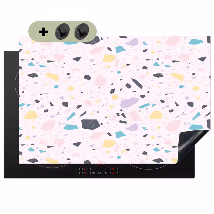 Terrazzo - Patroon - Zacht - Snoep Inductie beschemer met haakjes klein 777 -3d