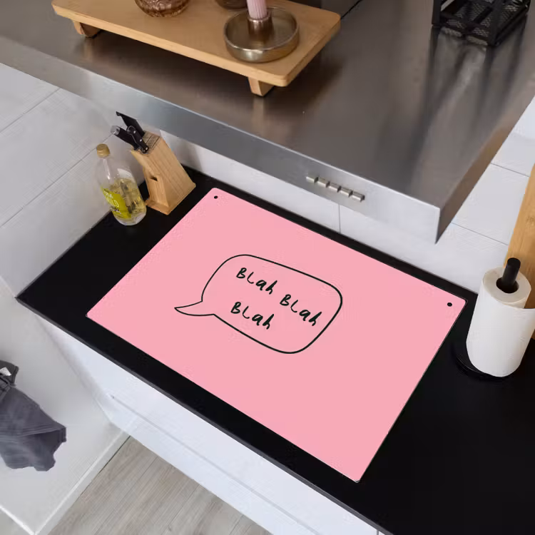Tekstwolkje - BLAH BLAH BLAH - Roze Inductie beschemer met haakjes klein -sfeer1