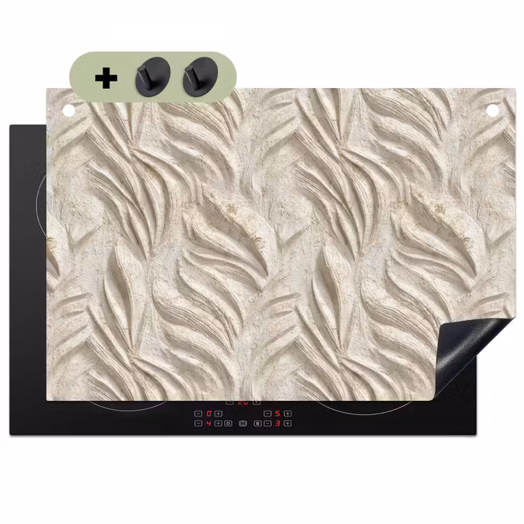 Textuur - Reliëf - Beige Inductie beschemer met haakjes klein 777 -3d